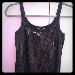 ARMANI EXCHANGE Womens Black SEQUINS Tank Top M